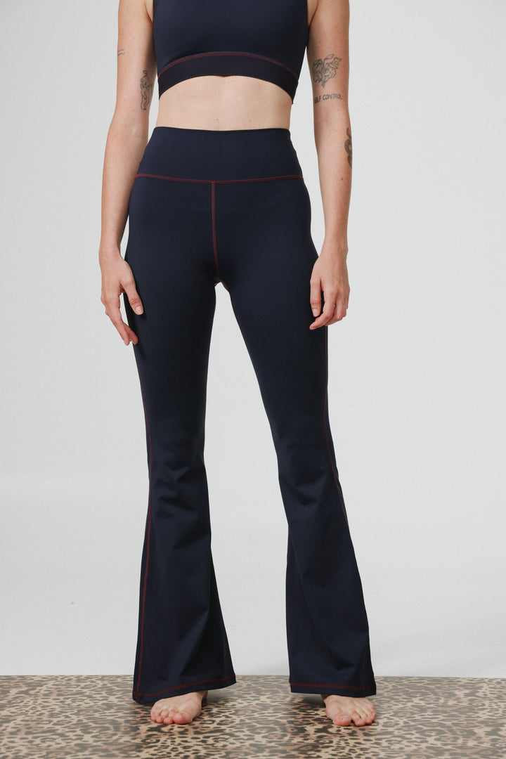 Hershko Navy Flared Leggings