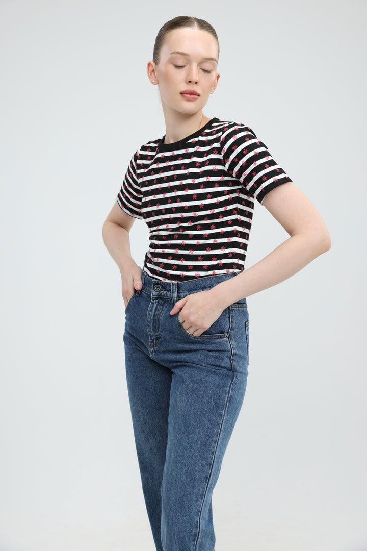 Doodle Black Striped T-Shirt