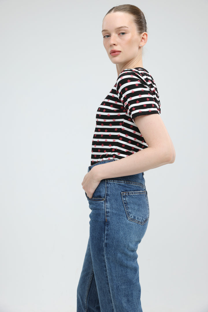 Doodle Black Striped T-Shirt
