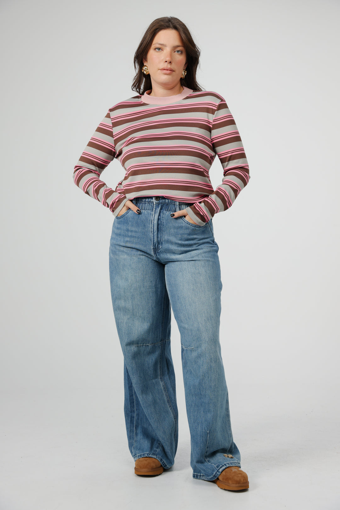 Rebase Brown Striped Shirt