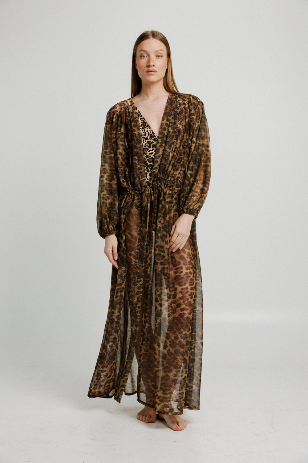 Hillside Sparkly Leopard Kimono