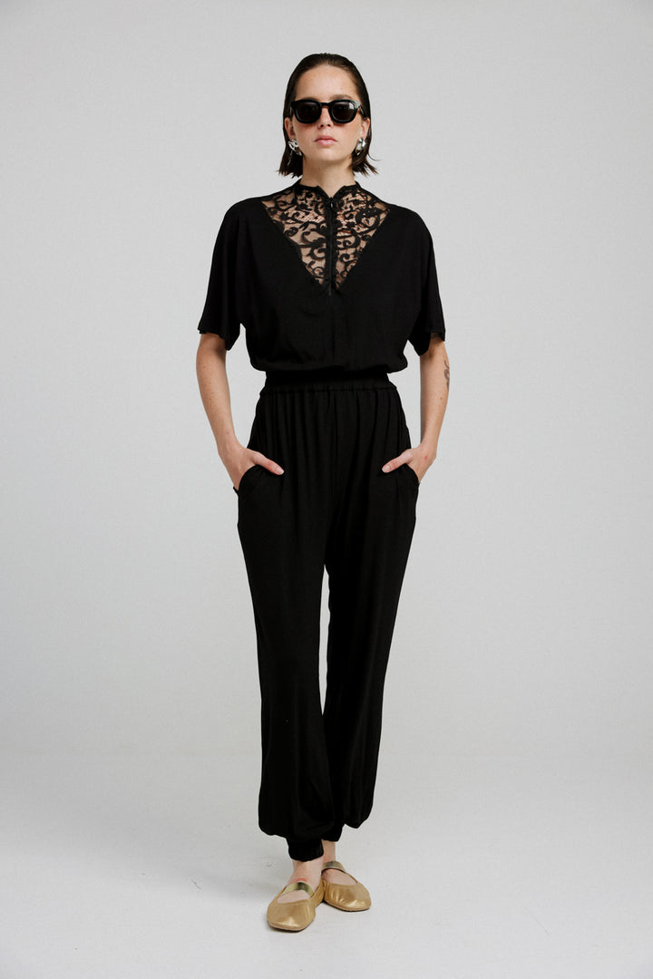 Adamon Black Lace Jumpsuit