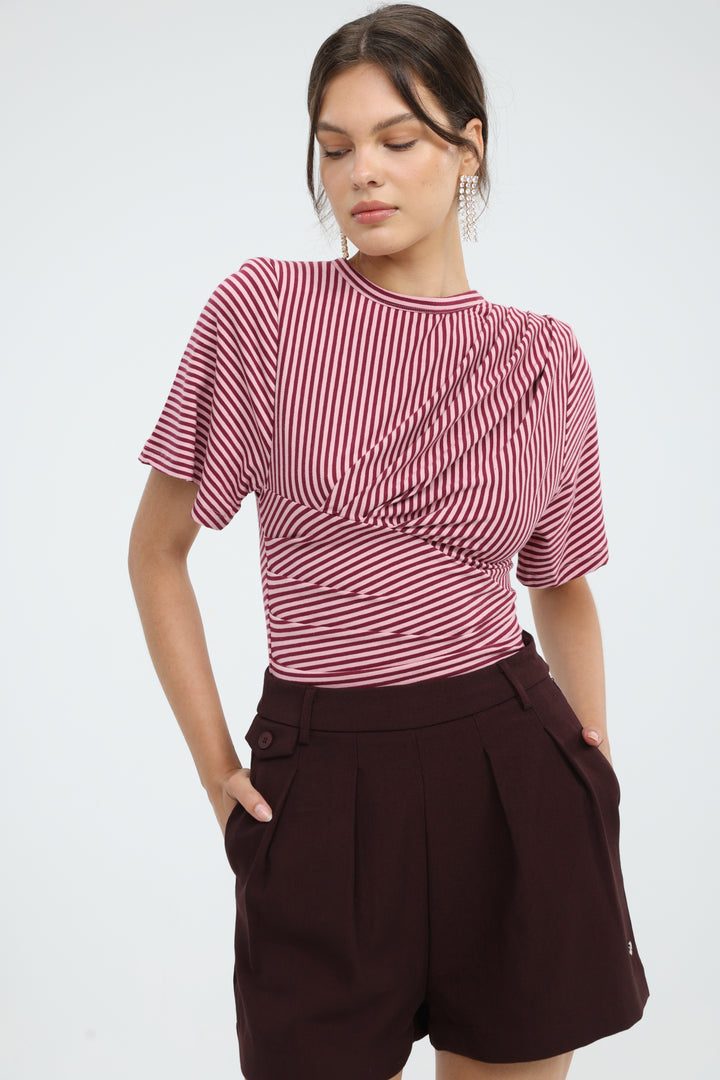 Priority Wine Stripes Bodysuit
