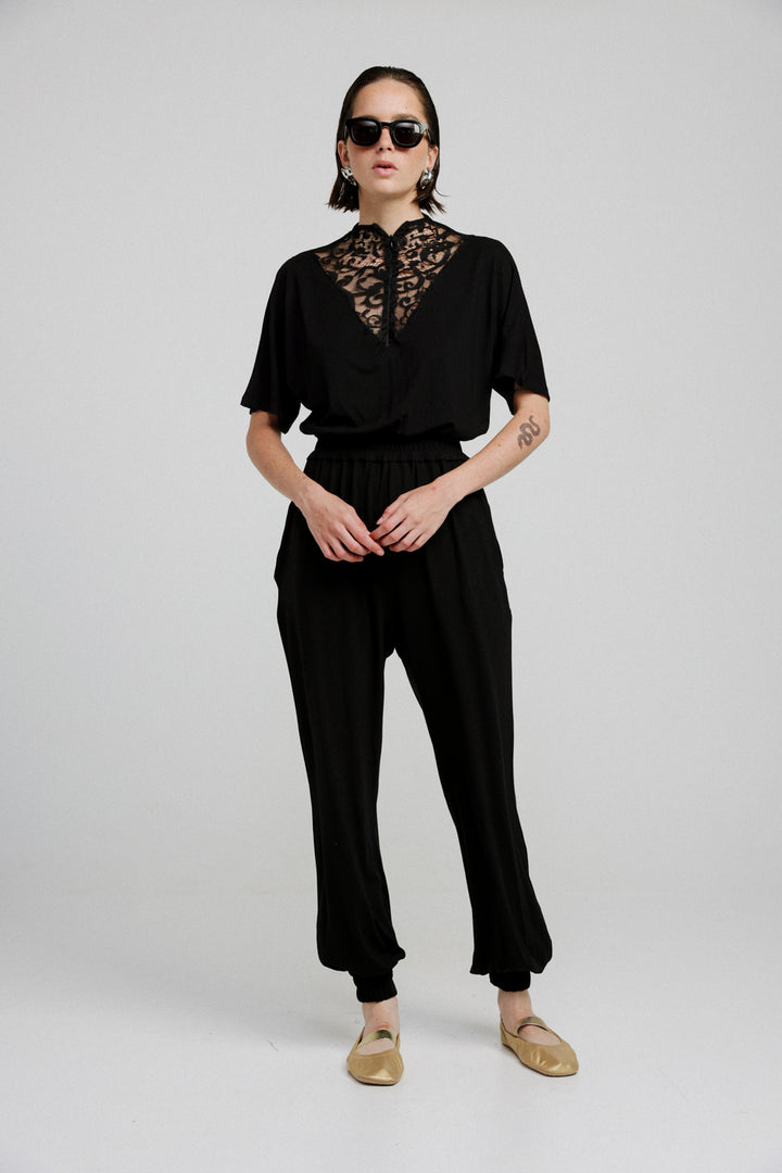 Adamon Black Lace Jumpsuit