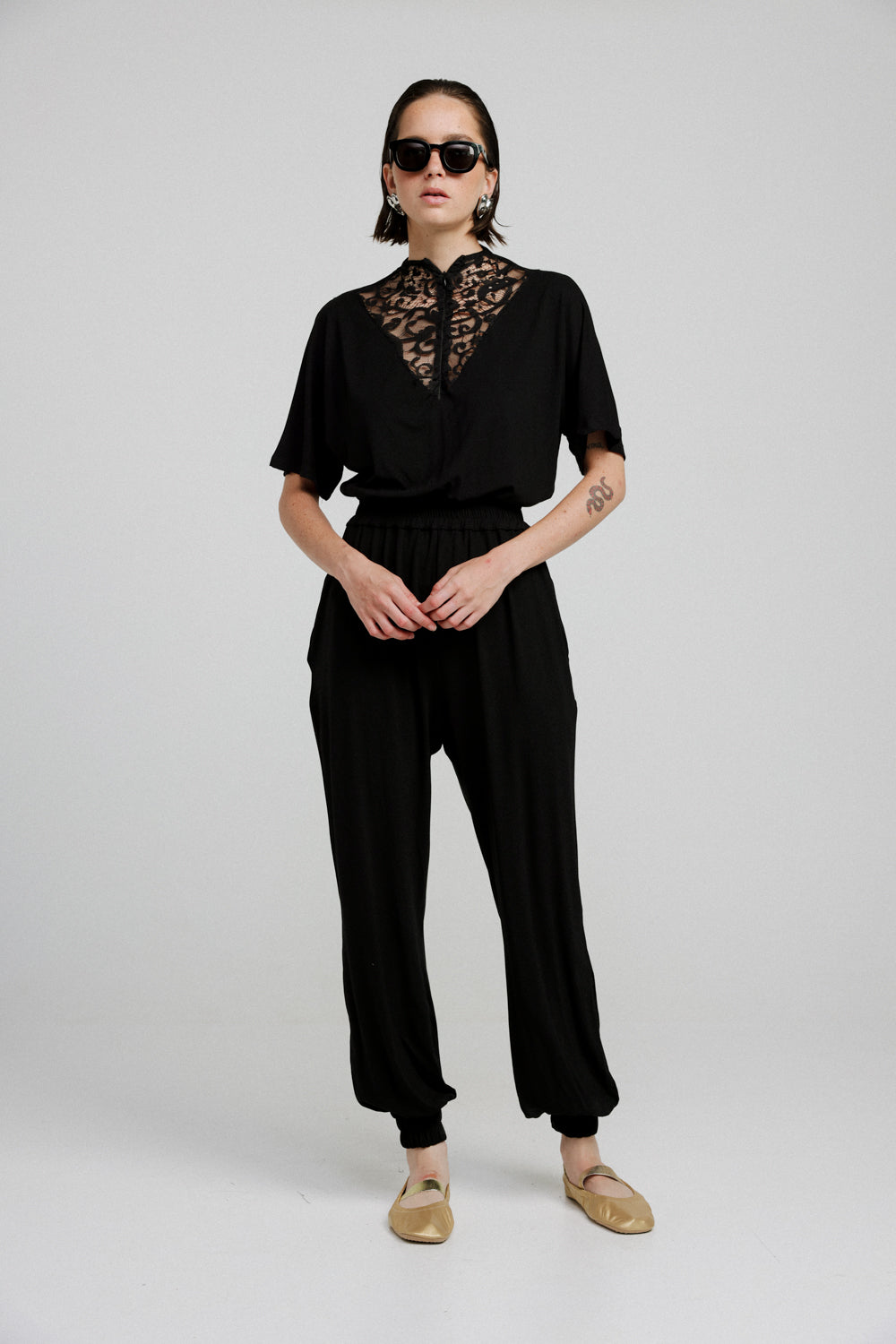 Adamon Black Lace Jumpsuit