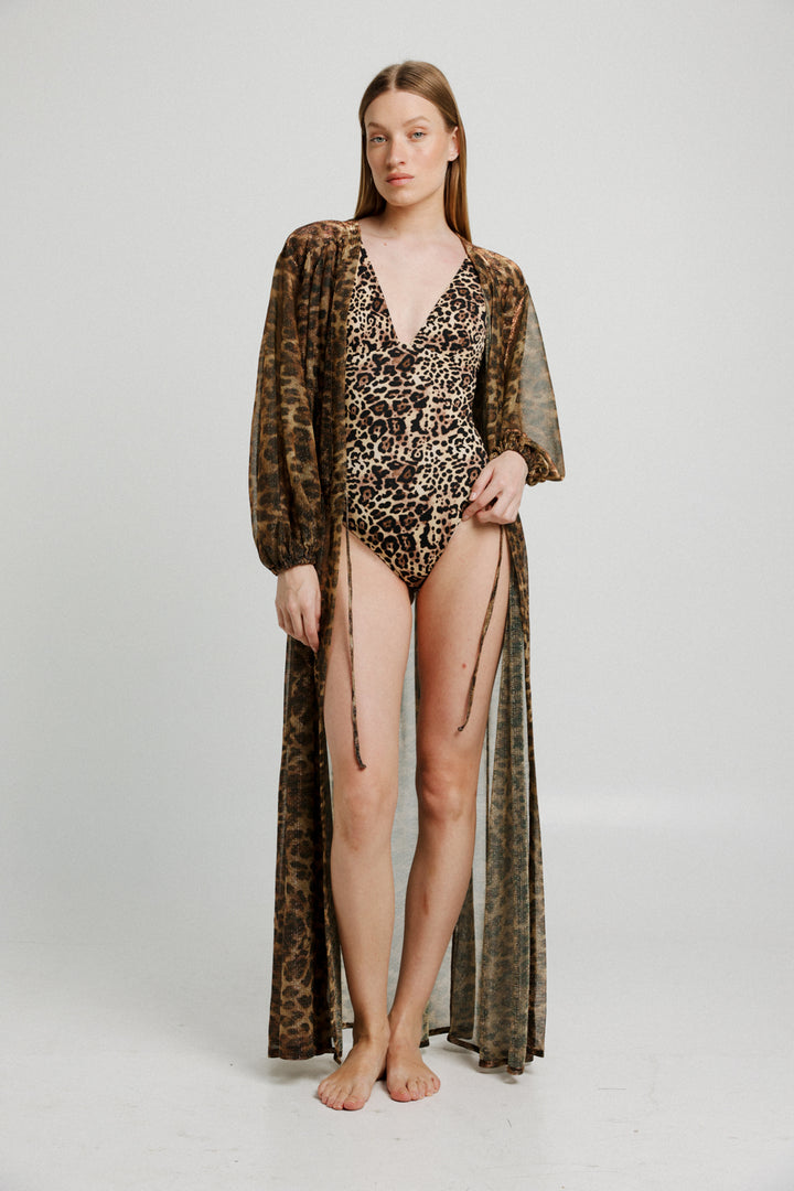 Hillside Sparkly Leopard Kimono