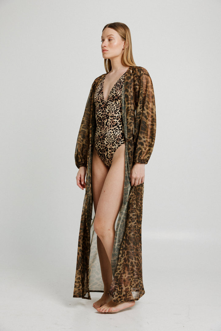 Hillside Sparkly Leopard Kimono