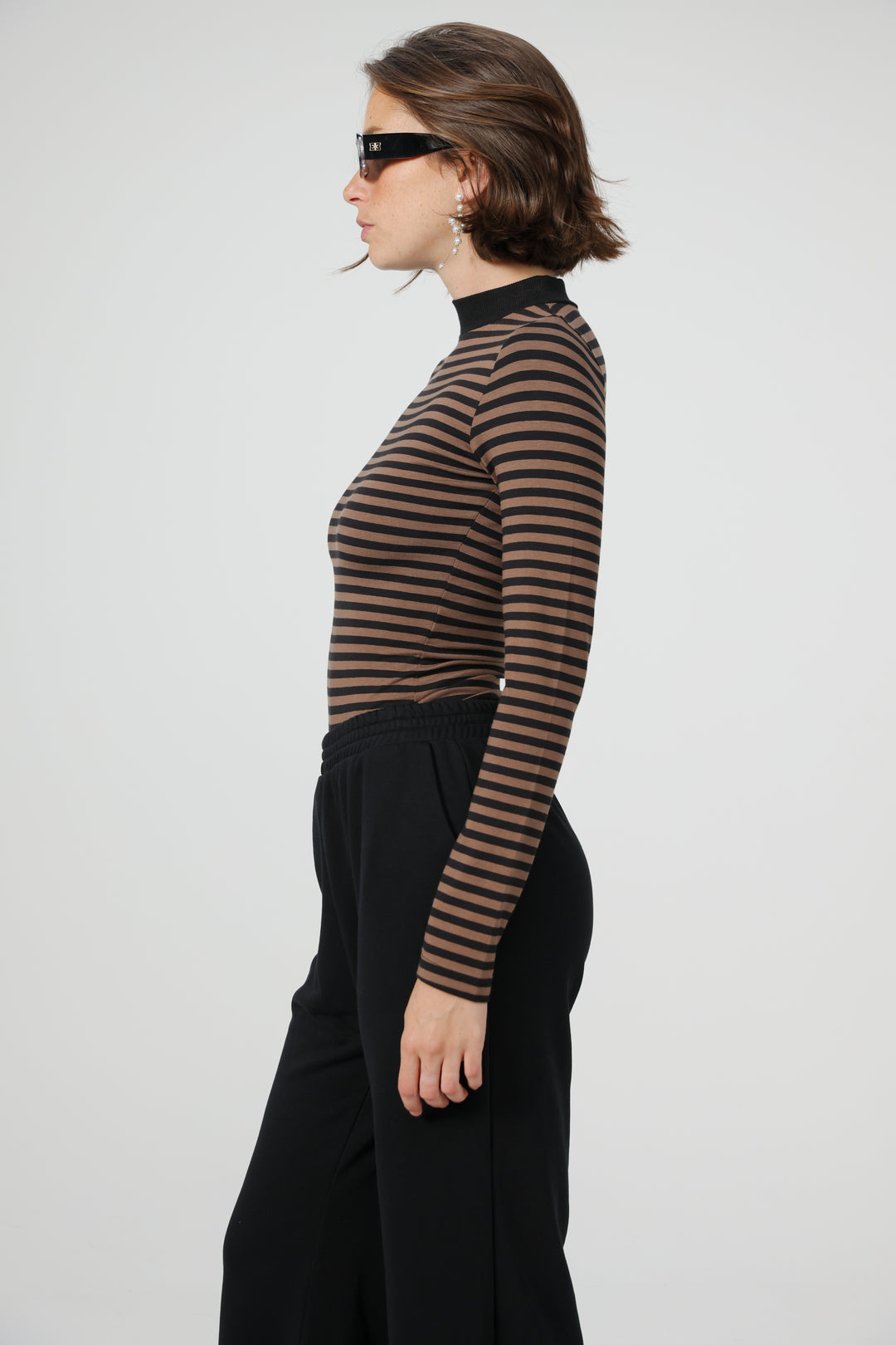 Search Brown Striped Bodysuit