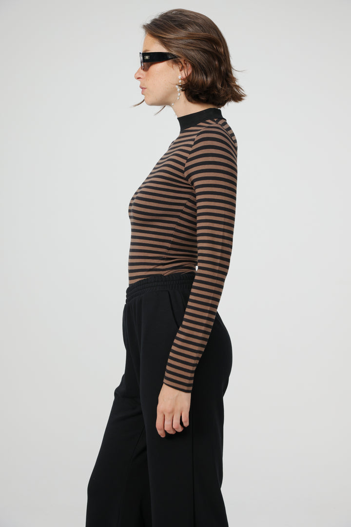 Search Brown Striped Bodysuit