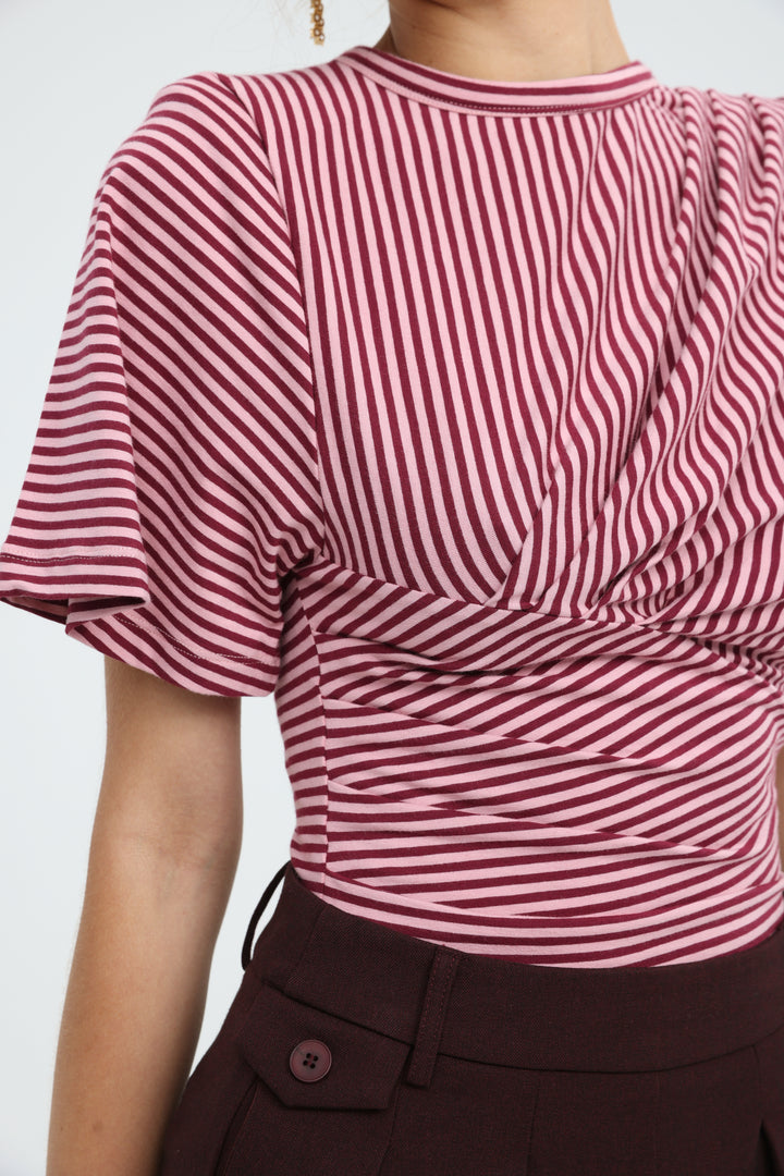 Priority Wine Stripes Bodysuit