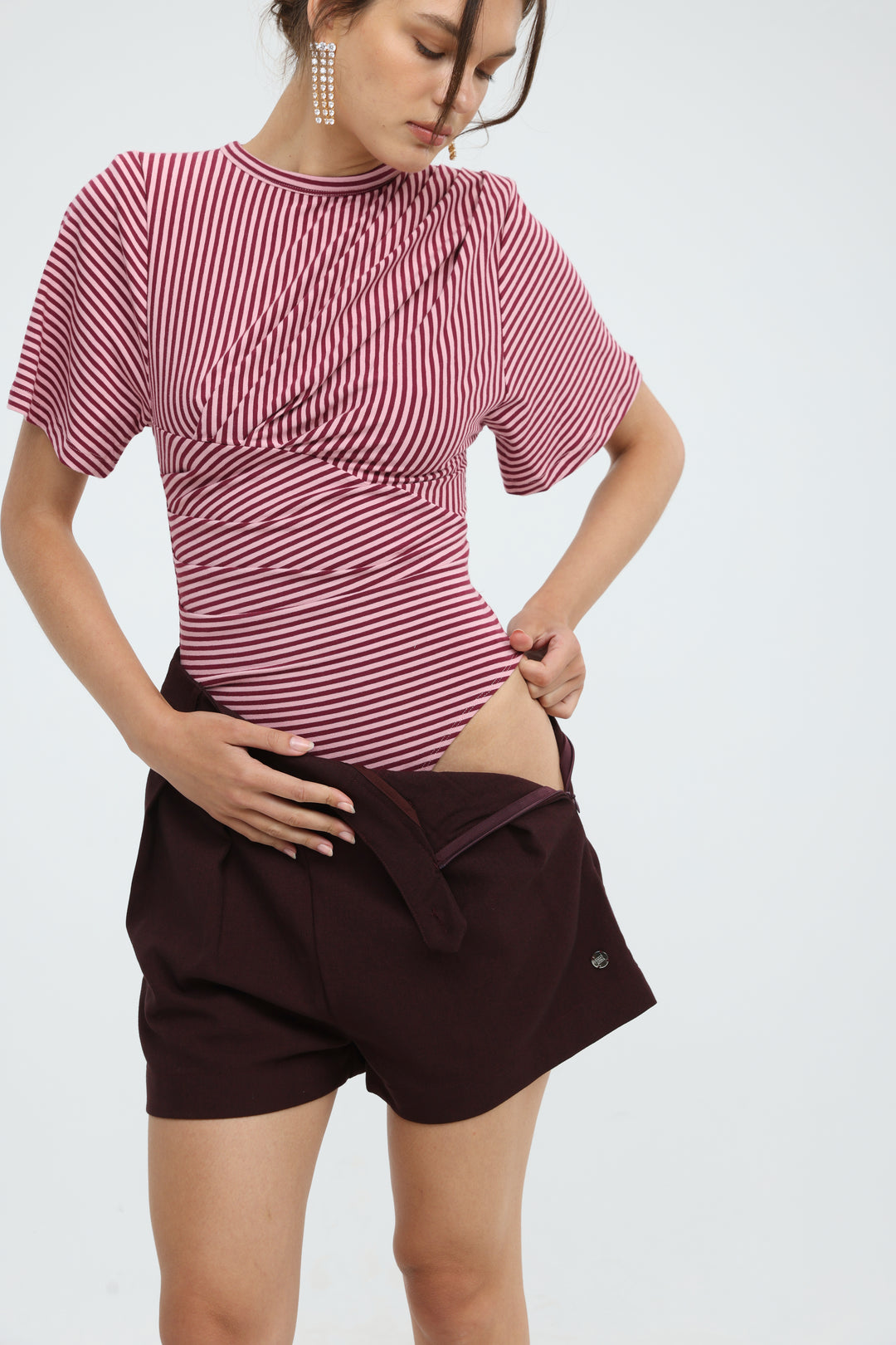 Priority Wine Stripes Bodysuit