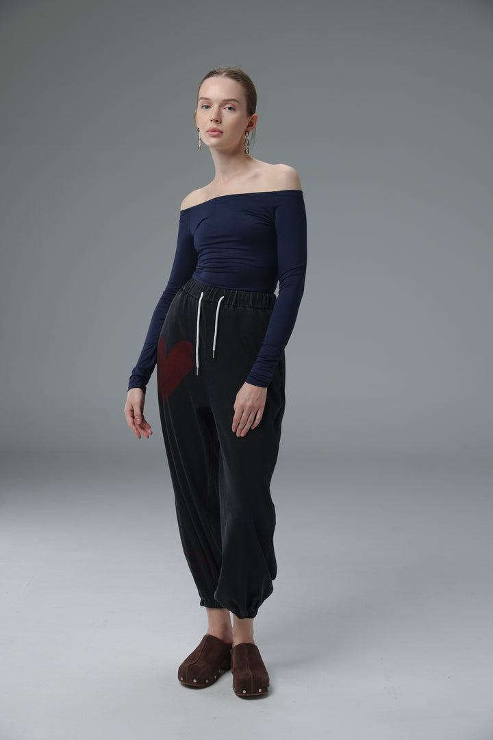 Daniela's Navy Off Shoulder Bodysuit