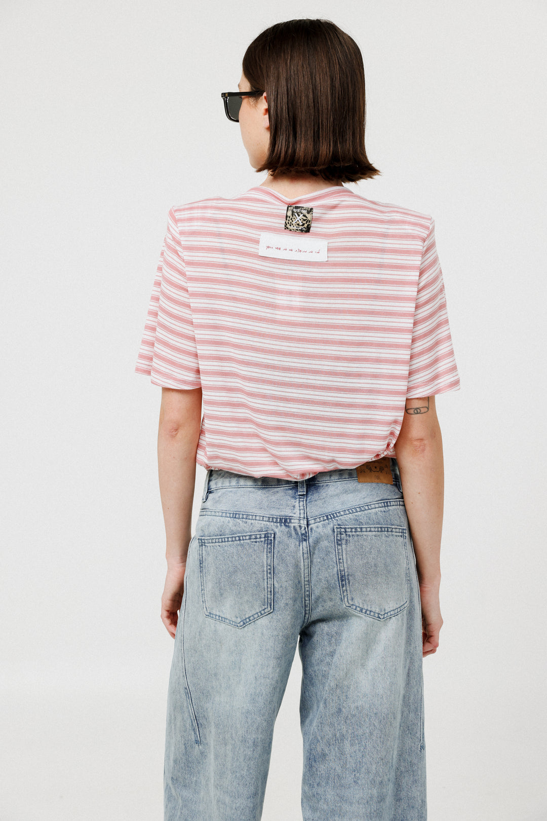 Collab Pink Stripes Padded V T-Shirt