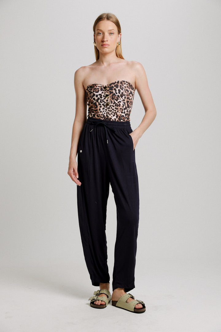 Charm Leopard Golden Strapless Top