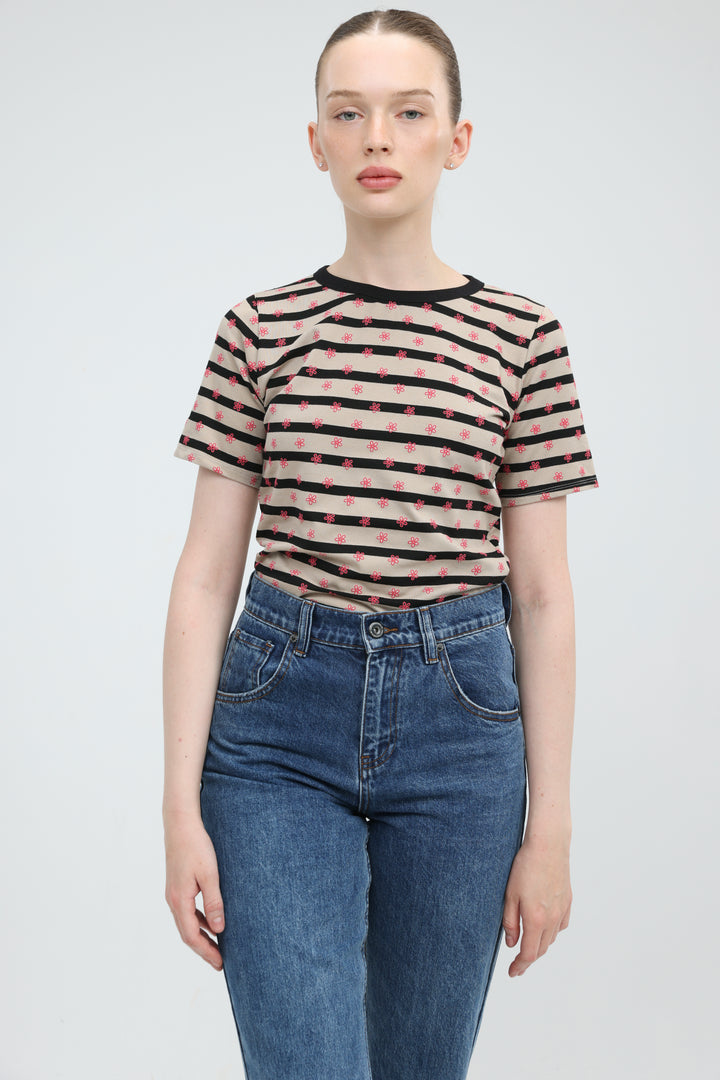 Doodle Camel Striped T-Shirt