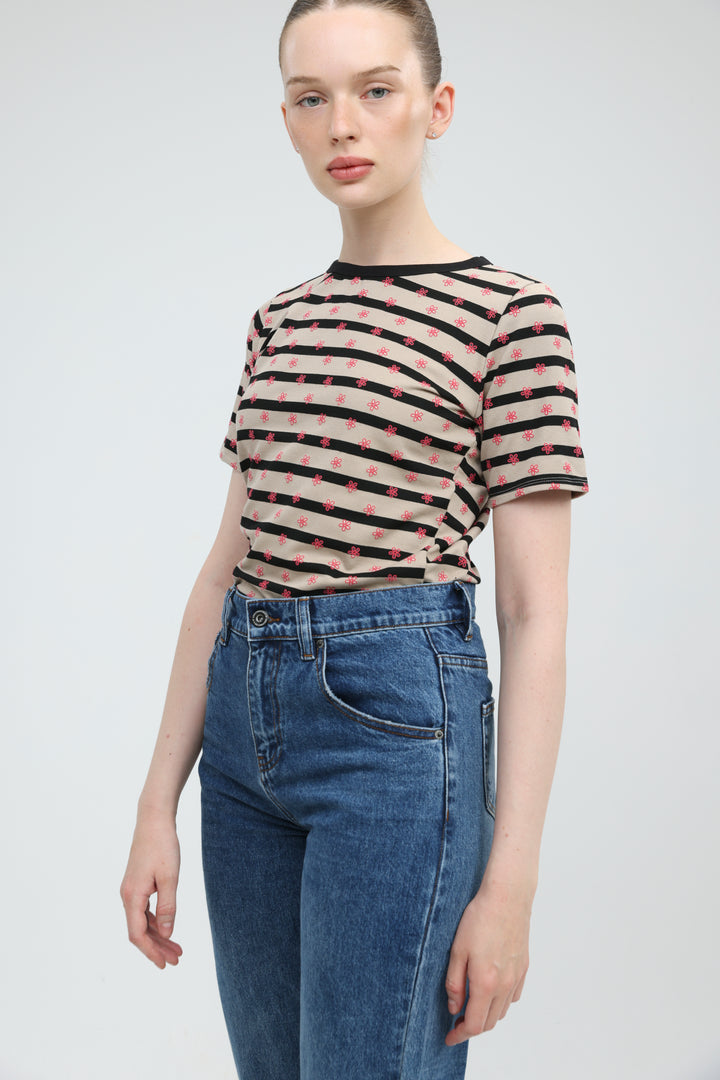 Doodle Camel Striped T-Shirt