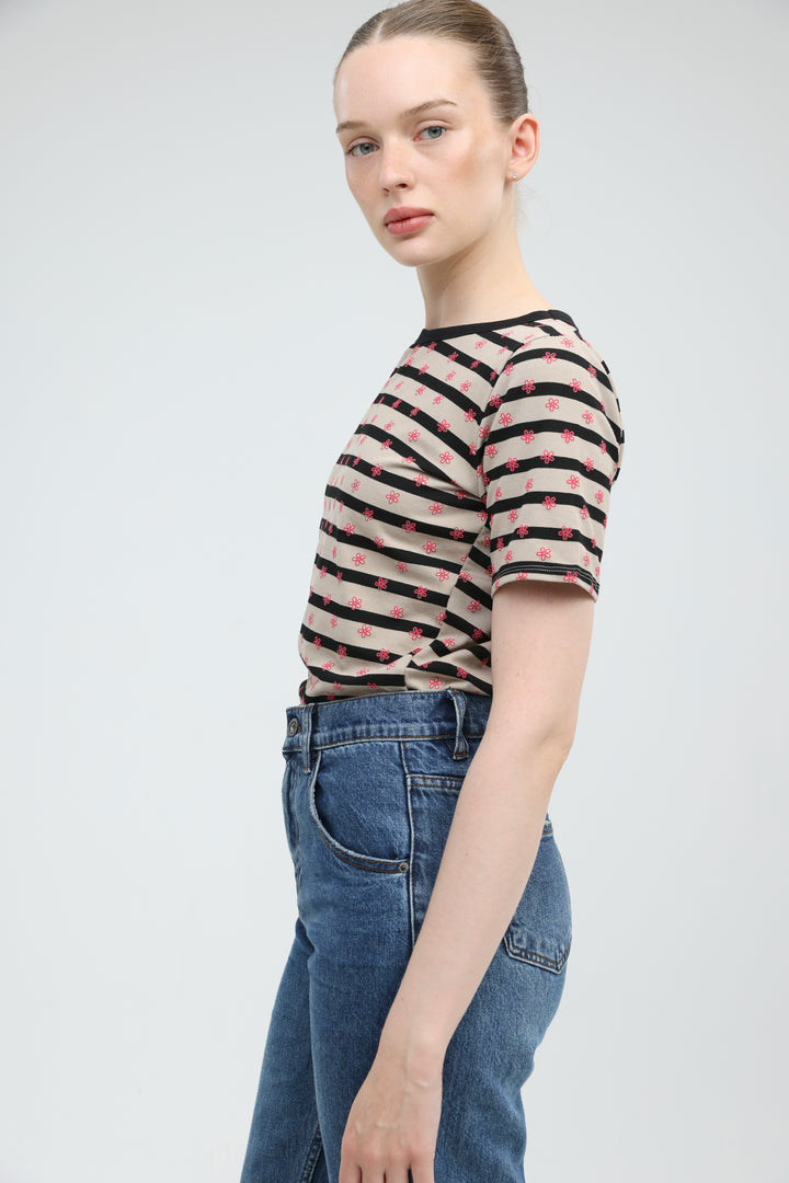 Doodle Camel Striped T-Shirt