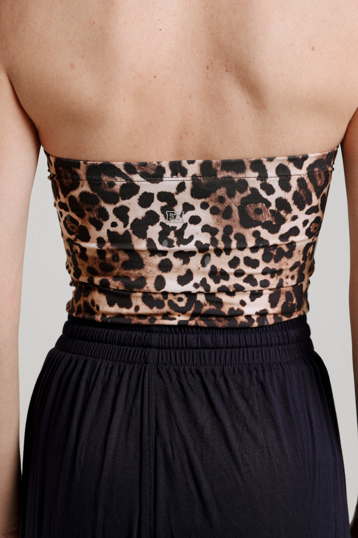 Charm Leopard Golden Strapless Top