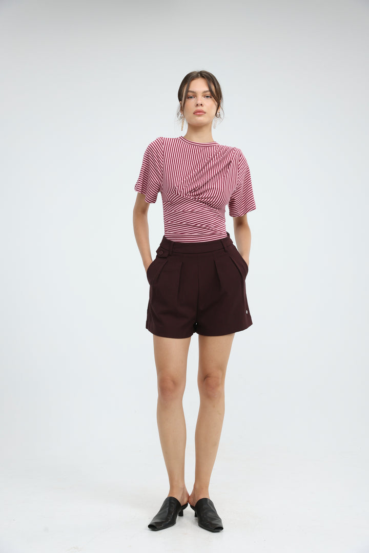 Priority Wine Stripes Bodysuit