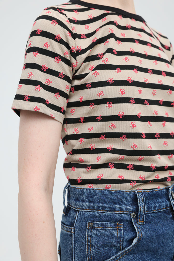 Doodle Camel Striped T-Shirt