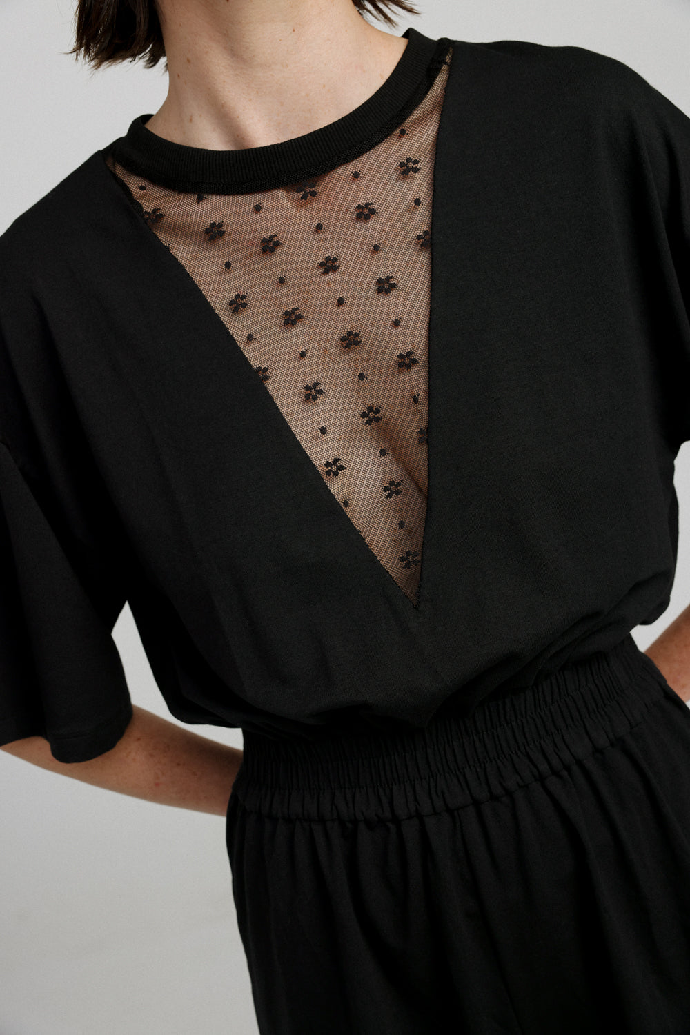 Field Black Lace Short Jumpsuit