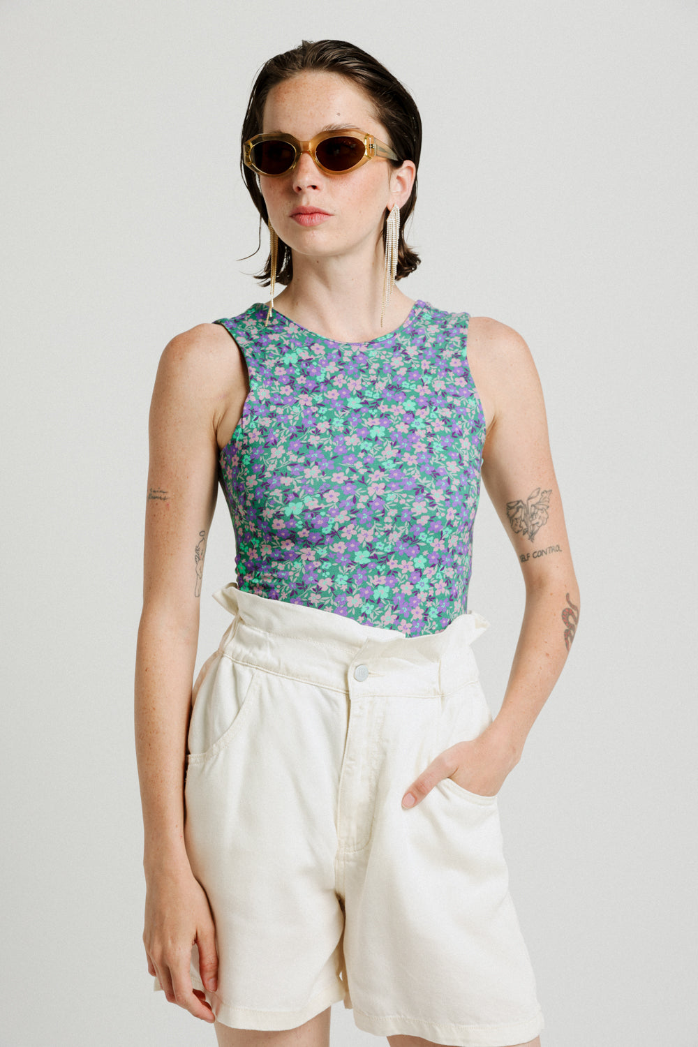 Observe Green Floral Tank