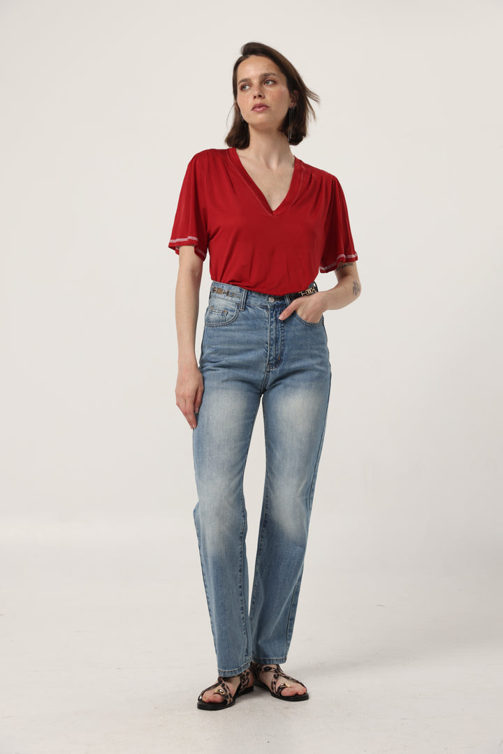 Clean Red V T-Shirt
