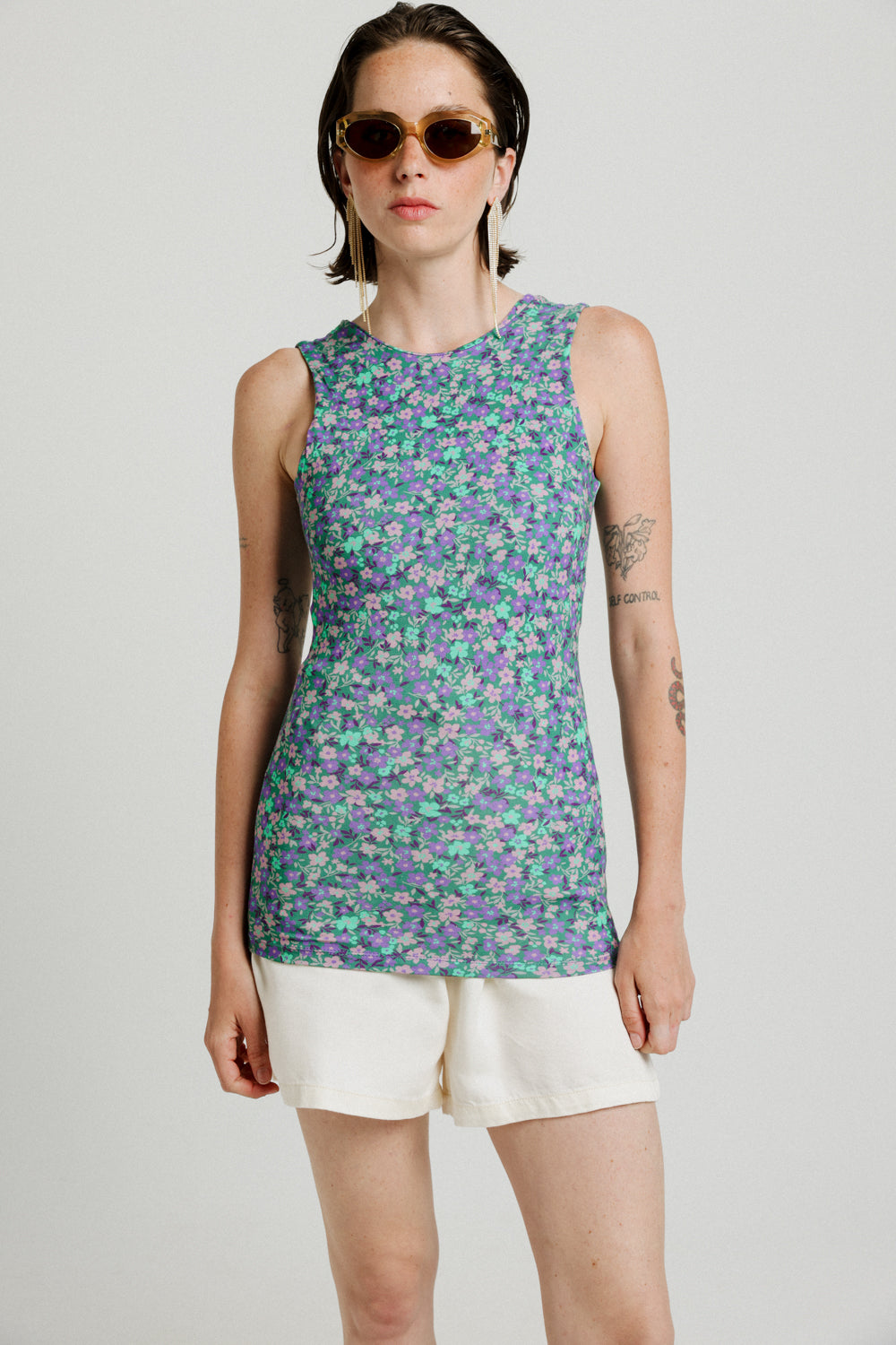 Observe Green Floral Tank