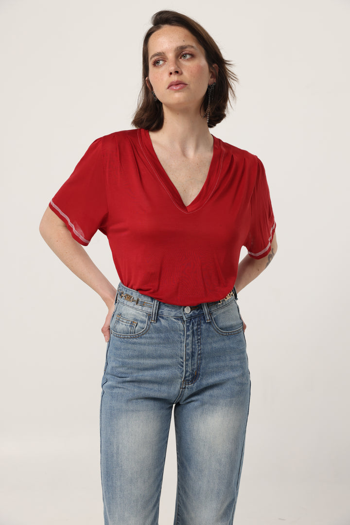 Clean Red V T-Shirt