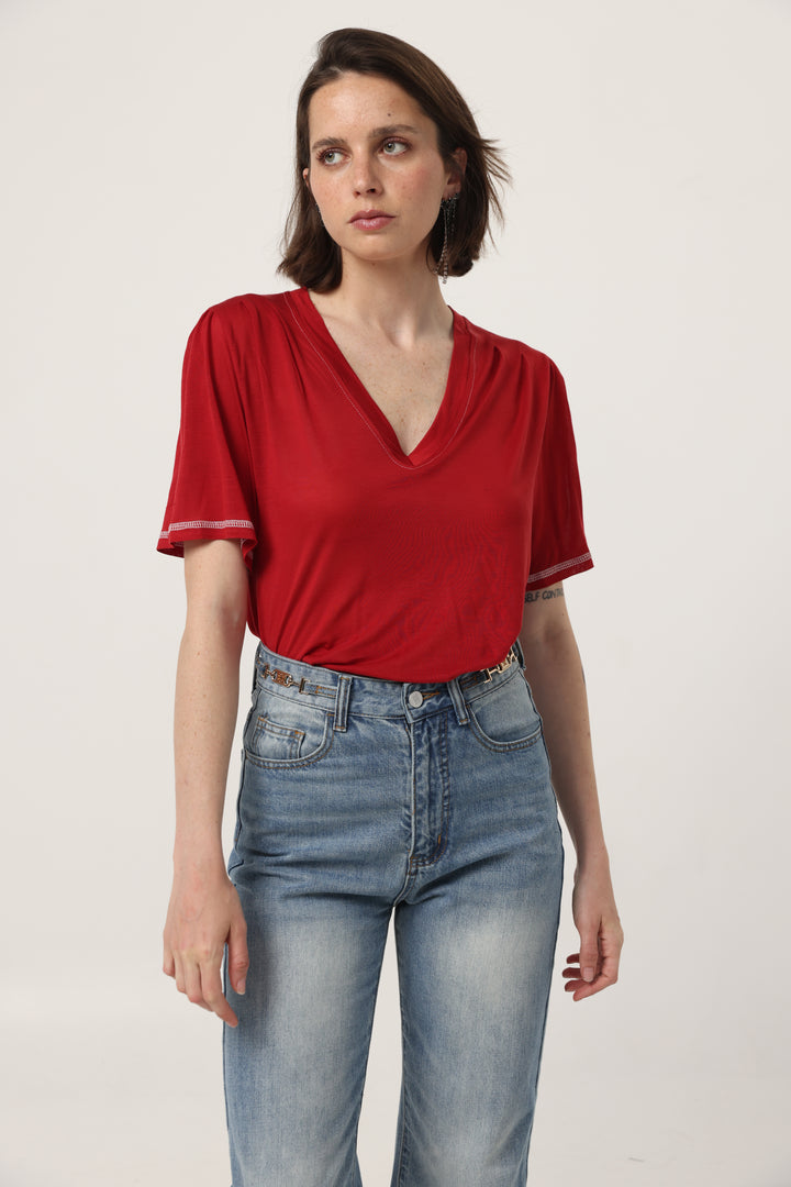 Clean Red V T-Shirt