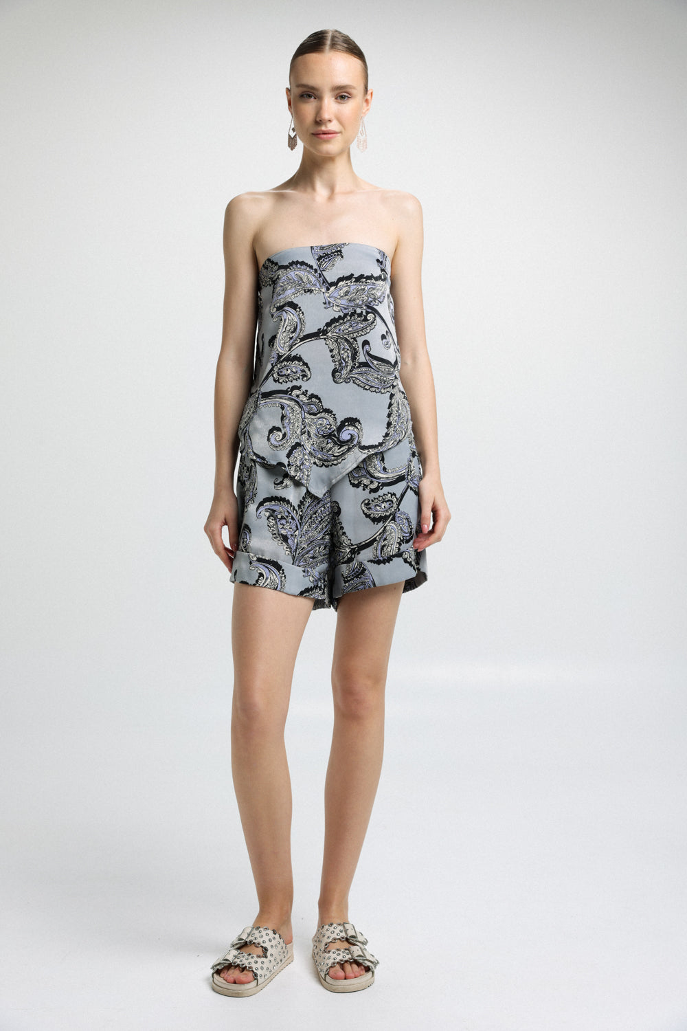 Todi Grey Print Shorts