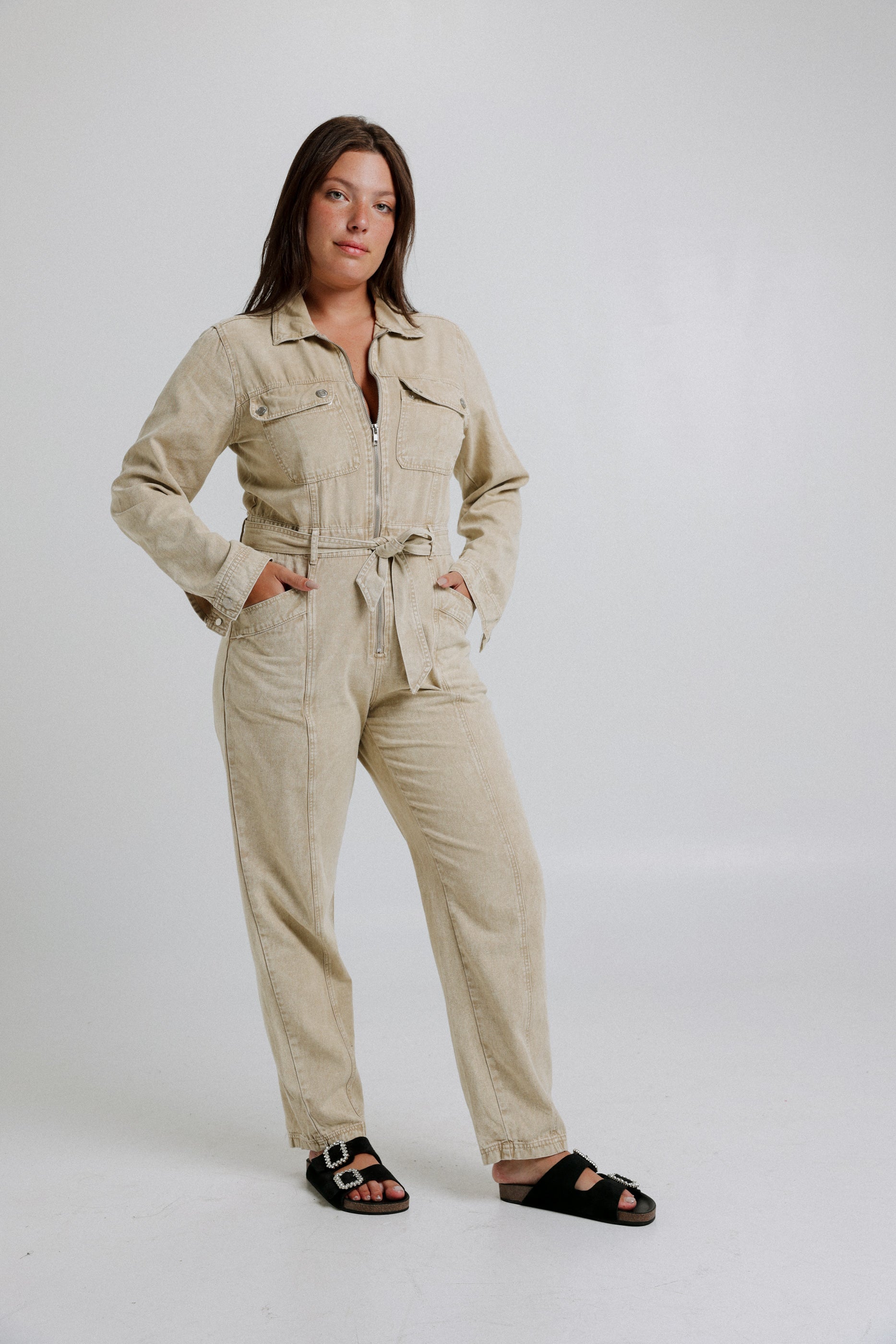 新作 Street Beige Denim Jumpsuit – SEESTARZ トップス