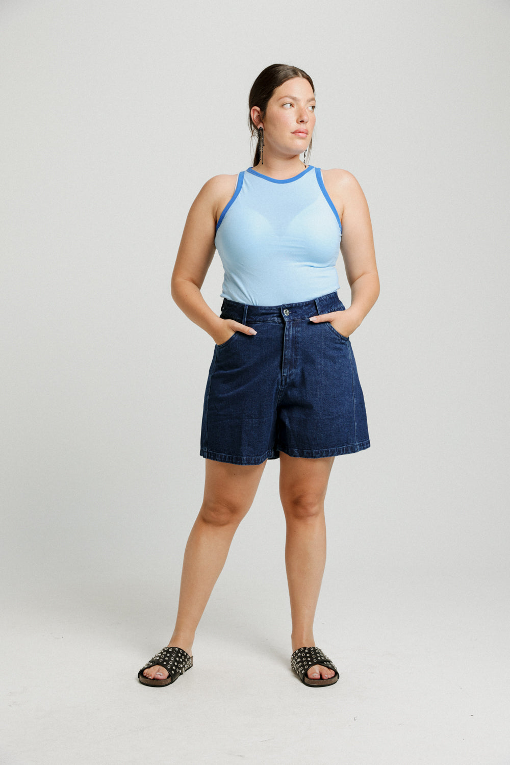 Guri Short Washed Blue Denim Bottoms