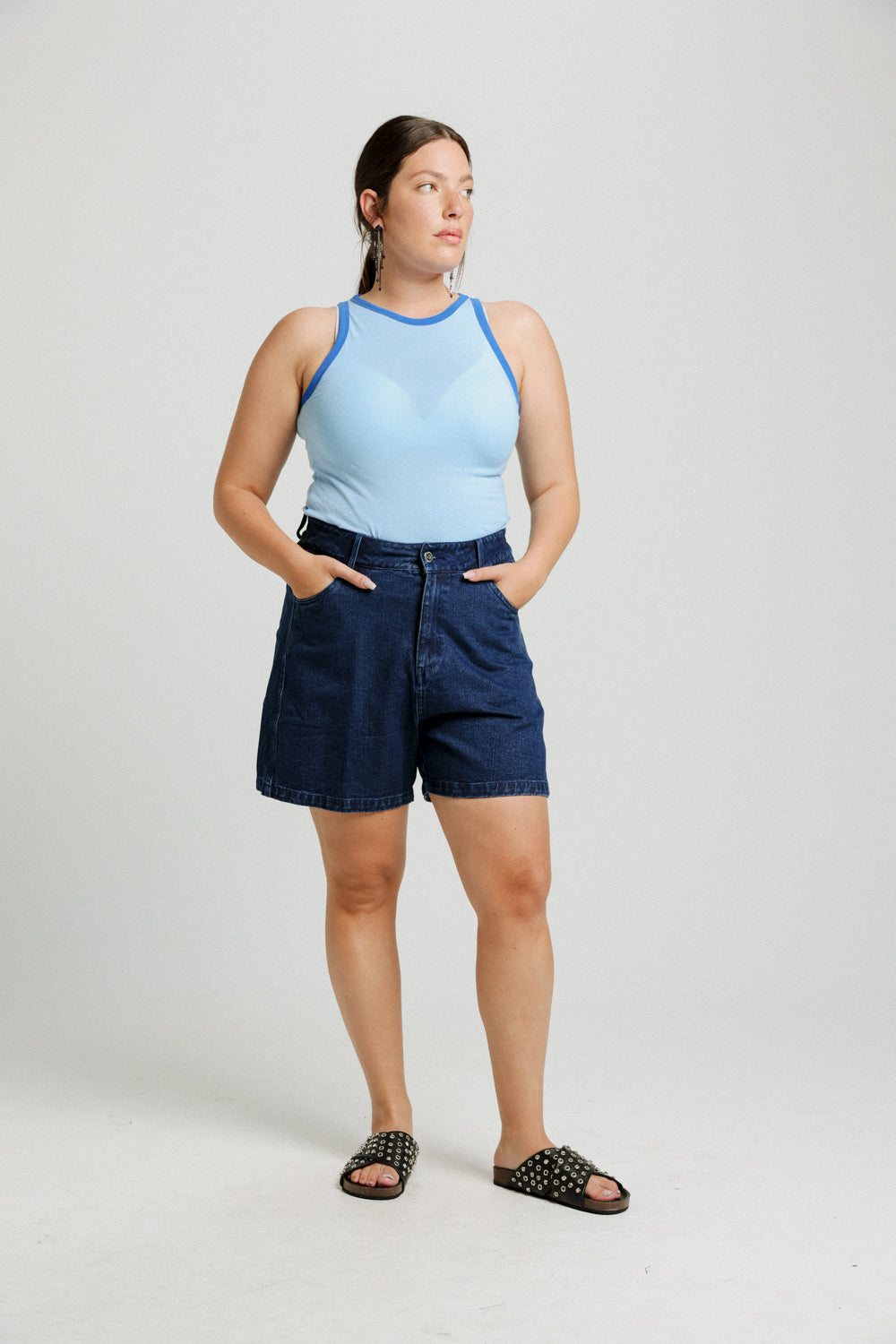 Guri Short Washed Blue Denim Bottoms