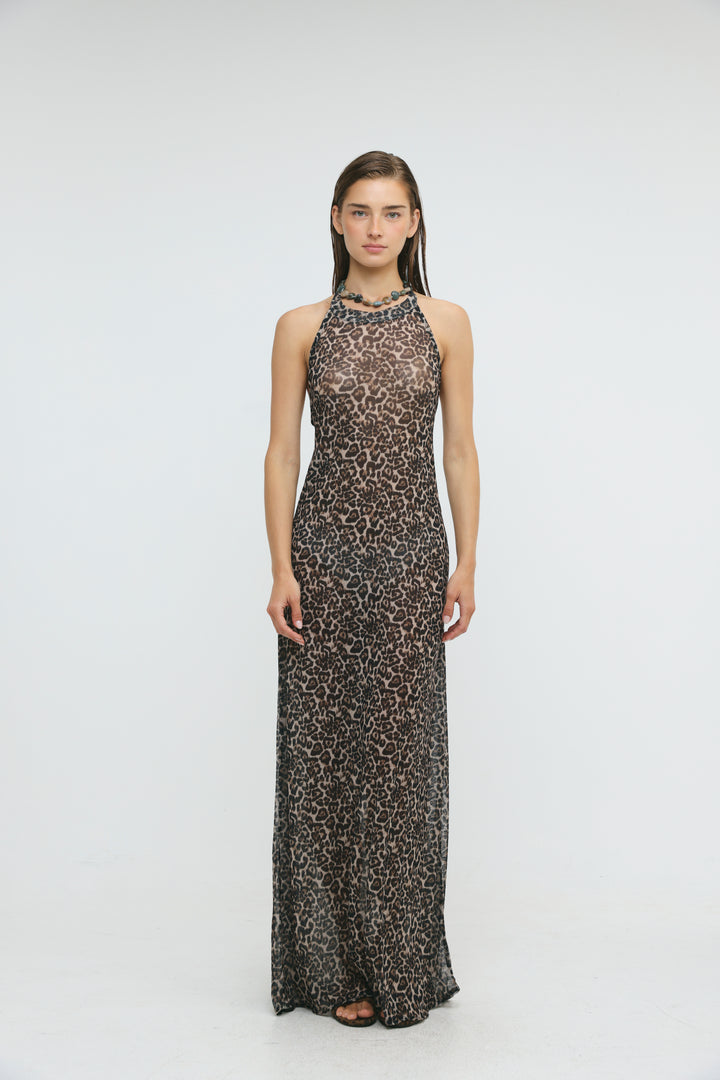 Ibiza Leopard Halter Dress