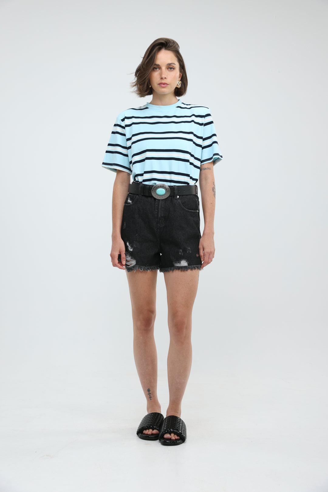 Star 403 Black Denim Shorts
