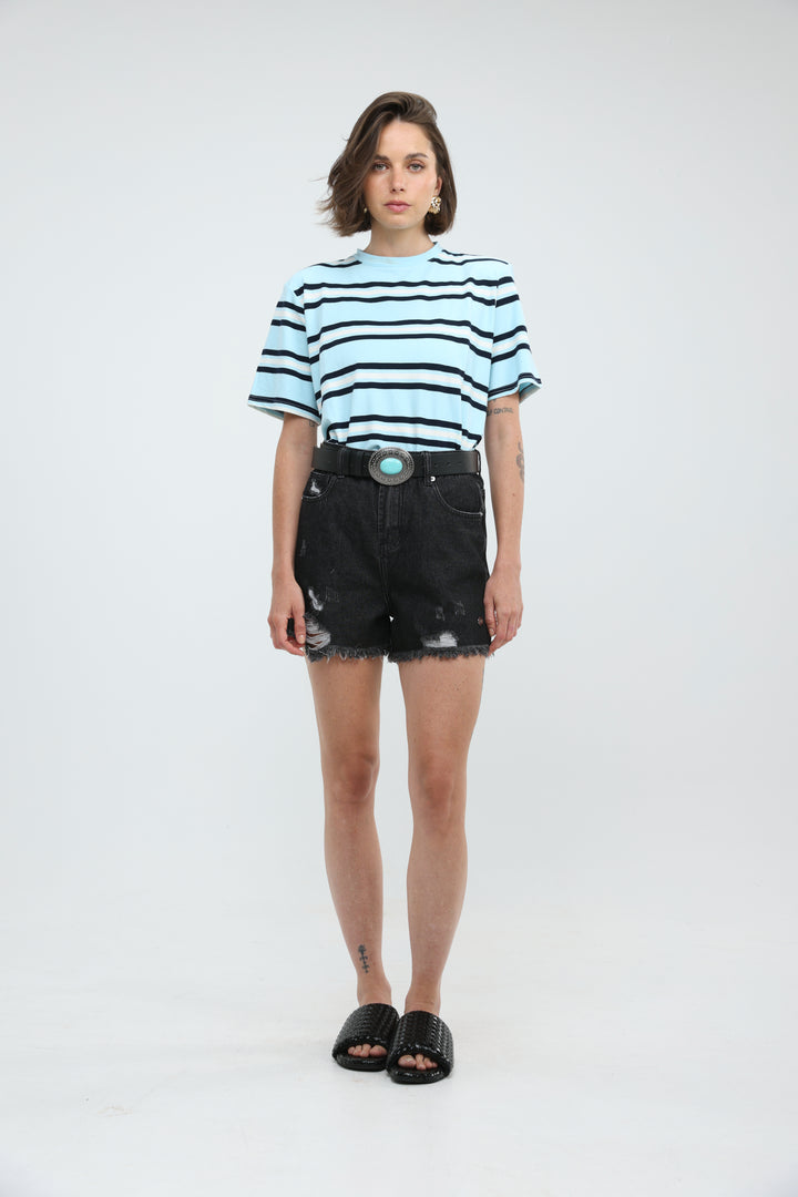 Star 403 Black Denim Shorts