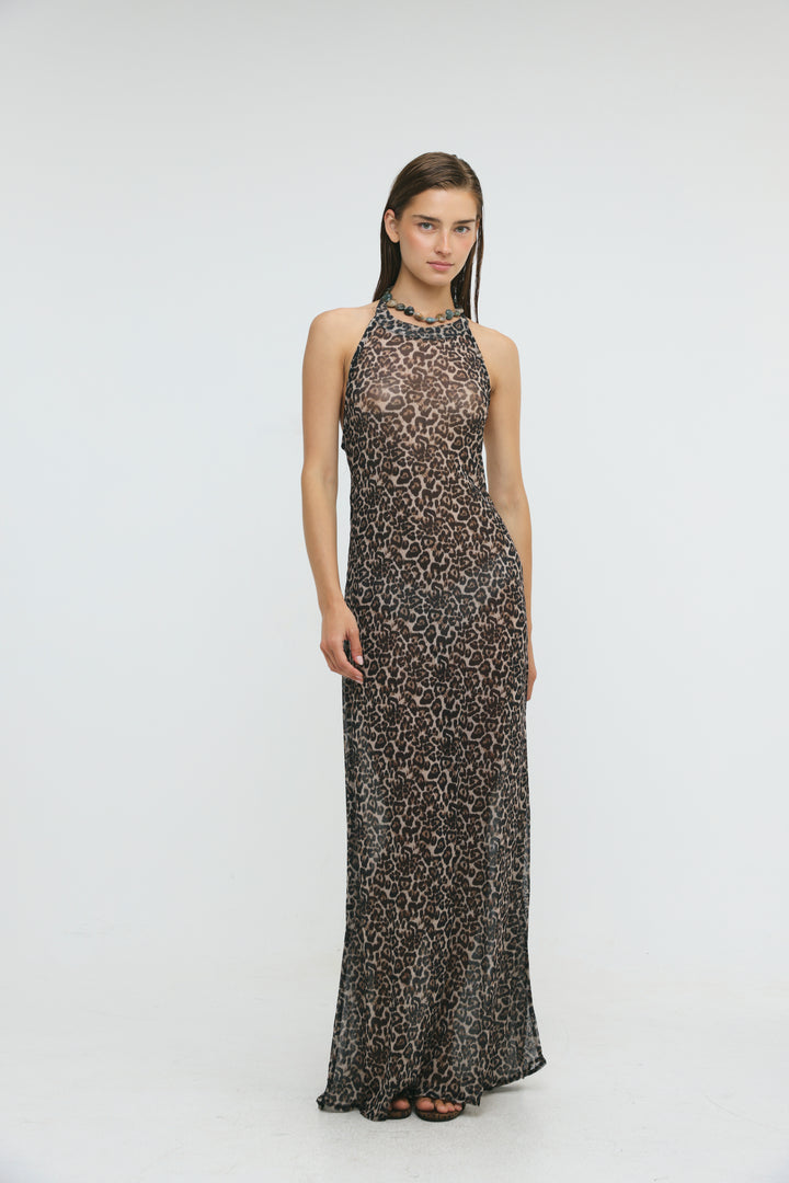 Ibiza Leopard Halter Dress