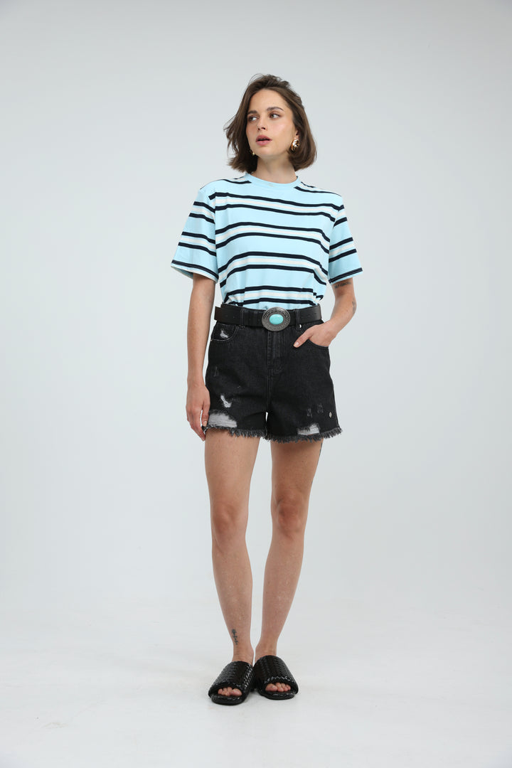 Star 403 Black Denim Shorts