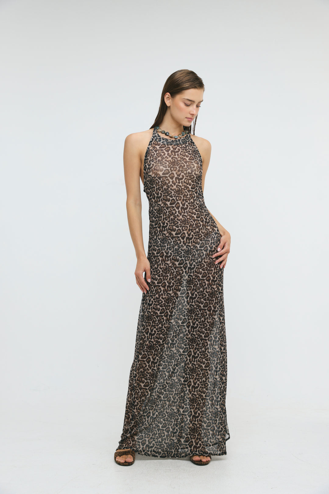Ibiza Leopard Halter Dress