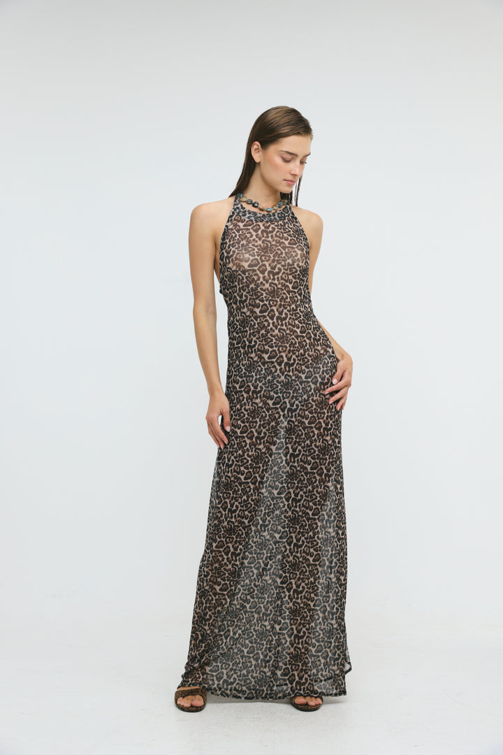 Ibiza Leopard Halter Dress