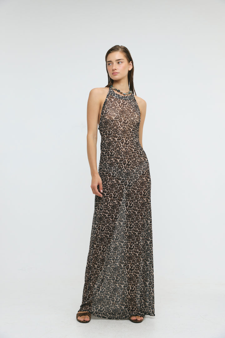 Ibiza Leopard Halter Dress