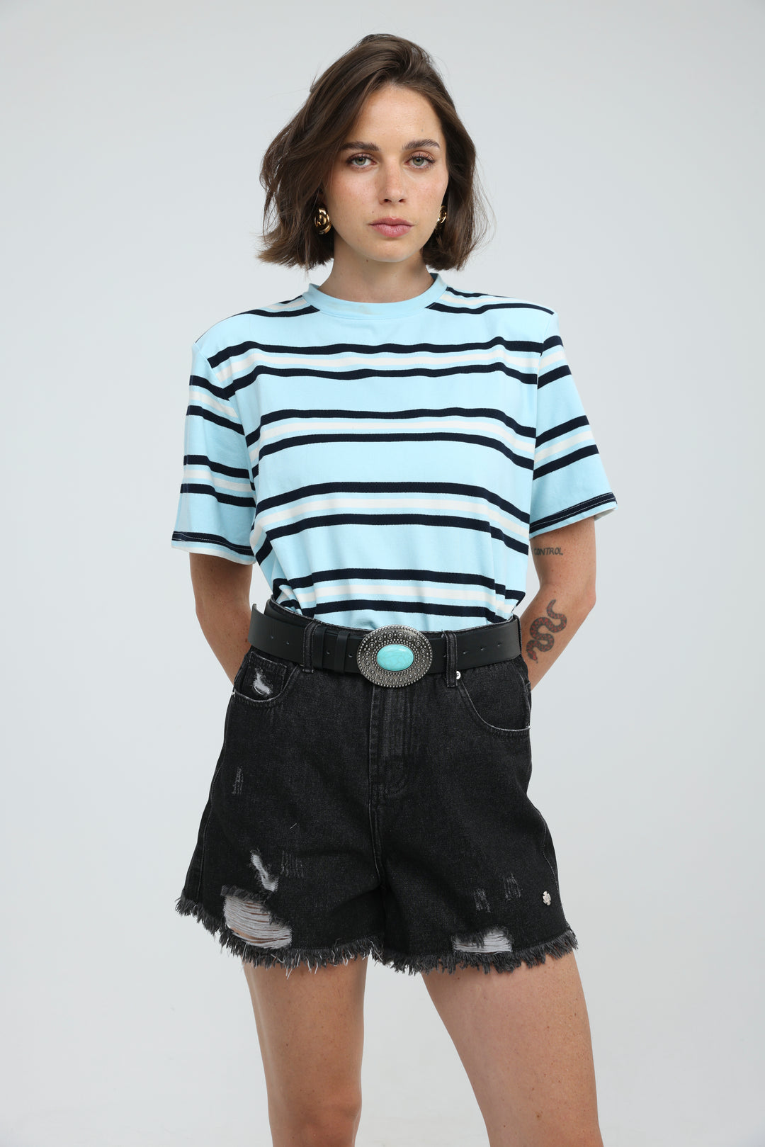 Star 403 Black Denim Shorts