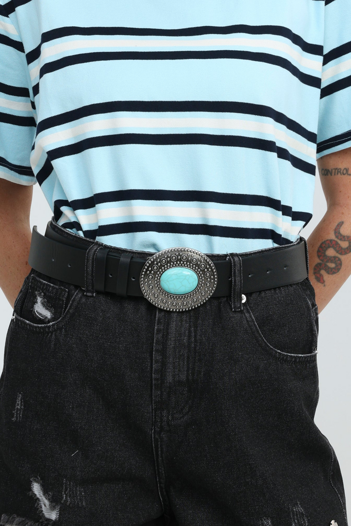 Turquoise Buckle Black Belt