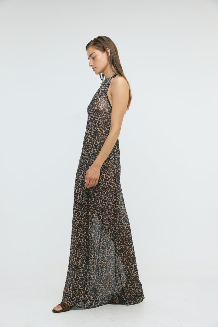 Ibiza Leopard Halter Dress
