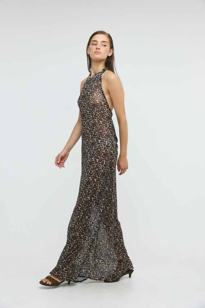 Ibiza Leopard Halter Dress
