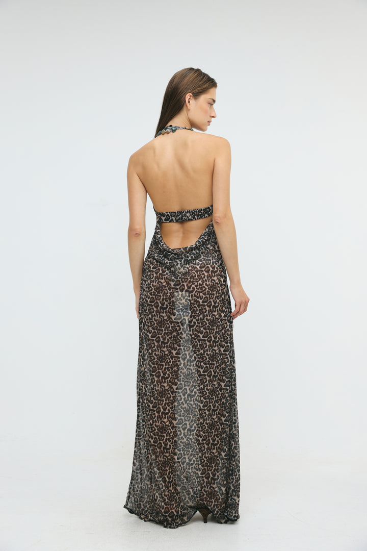 Ibiza Leopard Halter Dress