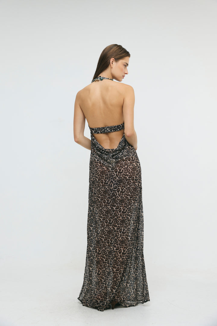 Ibiza Leopard Halter Dress