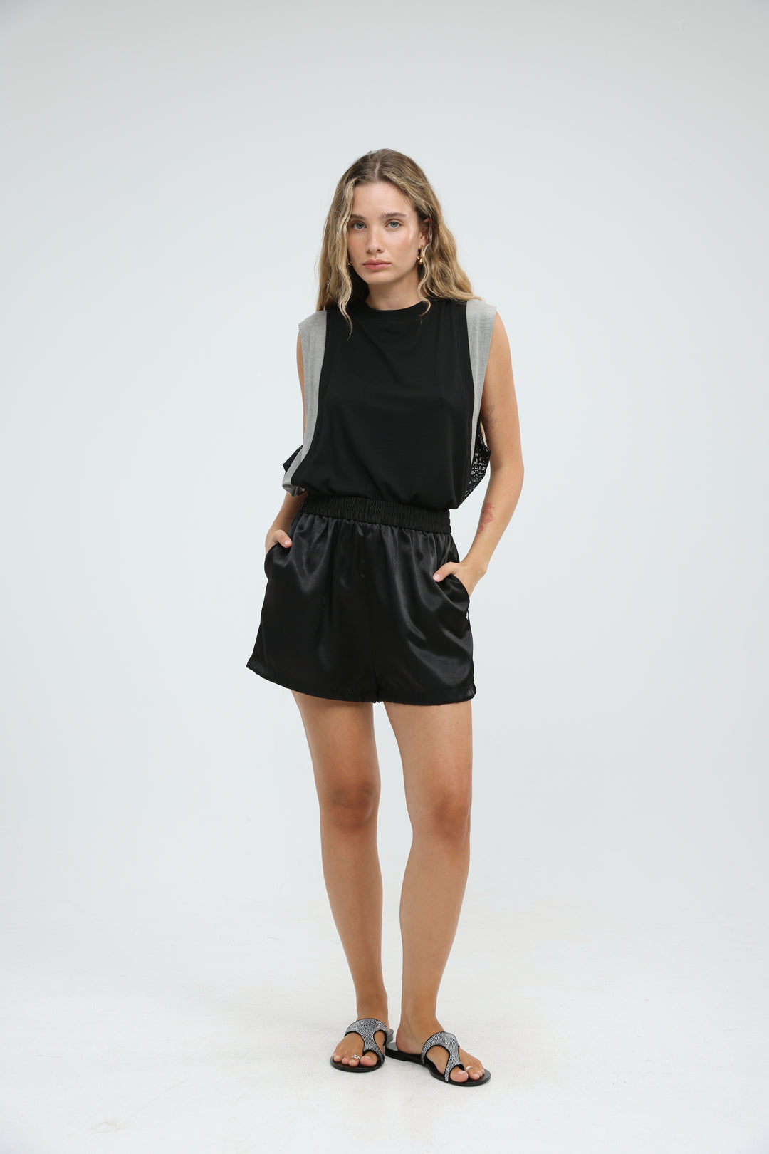 Black Satin Shorts