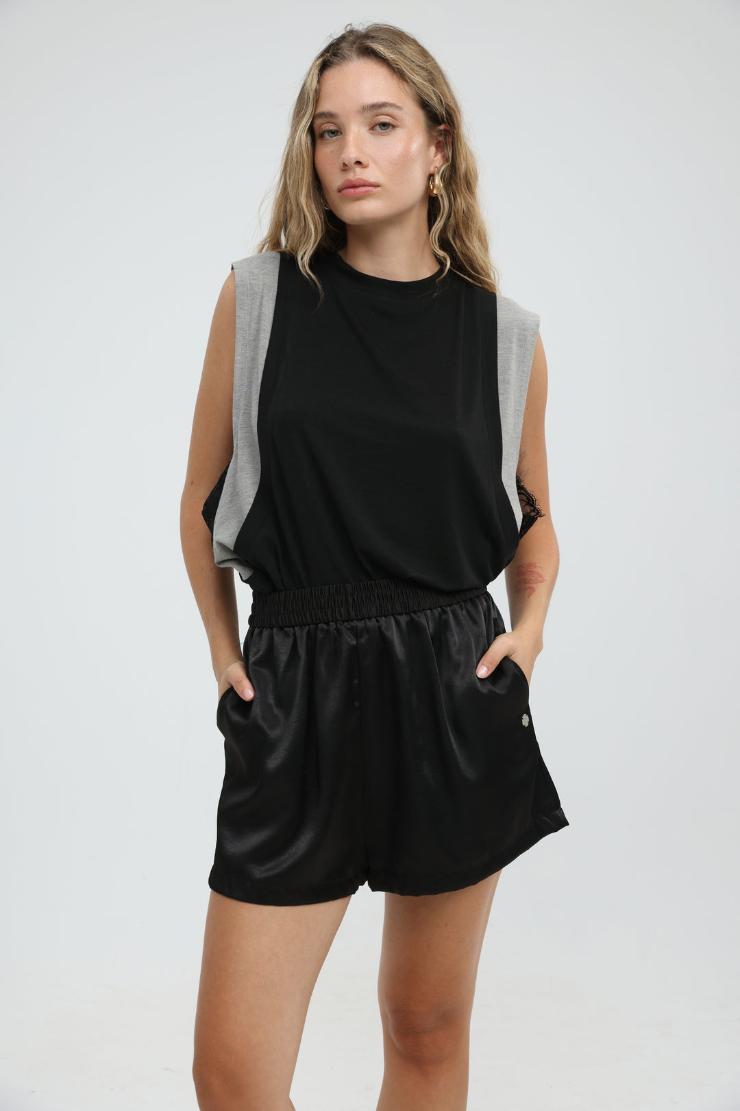 Black Satin Shorts